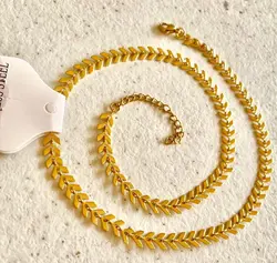 زنجیر گندمی طلایی و نقره ای