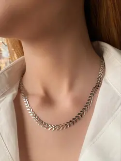 زنجیر گندمی طلایی و نقره ای