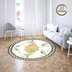 فرشینه گِرد هال و پذیرایی کد C51 رویه مخمل درجه یک پشت چرم استپ دار بدون سُر