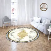 فرشینه گِرد هال و پذیرایی کد C51 رویه مخمل درجه یک پشت چرم استپ دار بدون سُر