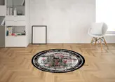 فرشینه گِرد هال و پذیرایی کد C17 رویه مخمل درجه یک پشت چرم استپ دار بدون سُر