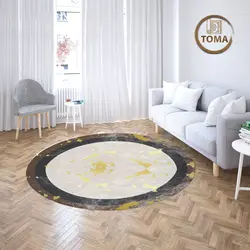 فرشینه گِرد هال و پذیرایی کد C53 رویه مخمل درجه یک پشت چرم استپ دار بدون سُر