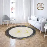 فرشینه گِرد هال و پذیرایی کد C53 رویه مخمل درجه یک پشت چرم استپ دار بدون سُر