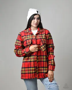 پیراهن پشمی 700 گرمی چهارخانه استین بلند قرمز دخترانه و پسرانه