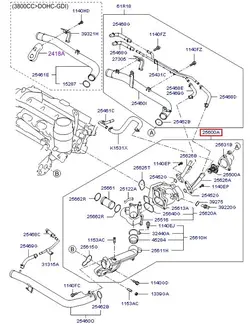 هوزینگ ترموستات کامل جنسیس اصلی هیوندای