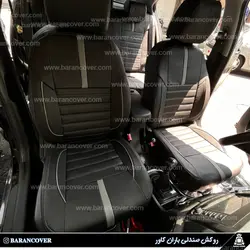 قیمت وخرید روکش تمام چرم مشکی نوار طوسی شاهین _ باران کاور