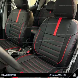 روکش صندلی 206 چرم مشکی نوار قرمز | باران کاور
