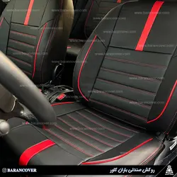 روکش صندلی 206 چرم مشکی نوار قرمز | باران کاور