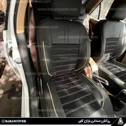 قیمت وخرید روکش صندلی دور چرم وسط مخمل مغزی کرم پژو پارس _ باران کاور