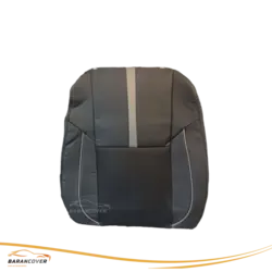 روکش صندلی رانا پلاس چرم پارچه رنگ مشکی نوار طوسی - باران کاور