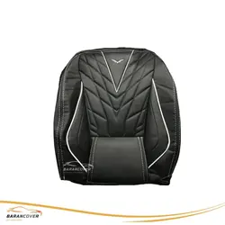 روکش صندلی 207 هاچبک طرح vip new چرم رنگ مشکی نوار سفید - باران کاور