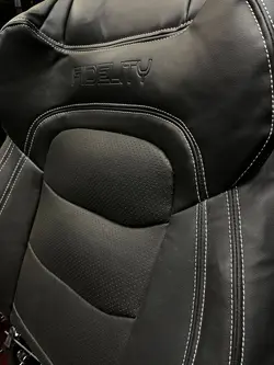 روکش صندلی فیدلیتی FIDELITY هفت نفره چرم رنگ مشکی دوخت سفید - باران کاور