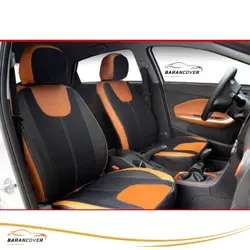 روکش صندلی ام وی ام x22 چرم پارچه رنگ مشکی نوار مارون - باران کاور