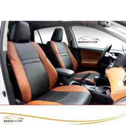 روکش صندلی تویوتا رافور RAV4 چرم رنگ مشکی نوار مارون - باران کاور