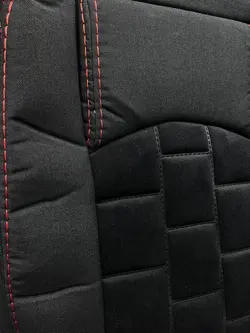 روکش صندلی رانا پلاس پارچه مخمل رنگ مشکی دوخت قرمز - باران کاور