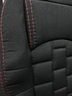 روکش صندلی پژو 207 پارچه رنگ مشکی دوخت قرمز مدل (2) - باران کاور