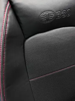 روکش صندلی بسترن B30 چرم رنگ مشکی دوخت قرمز - باران کاور