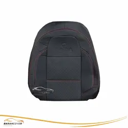 روکش صندلی تارا دنده پارچه رنگ مشکی دوخت قرمز - باران کاور