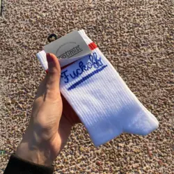 جوراب fck off سفید آبی