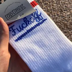 جوراب fck off سفید آبی