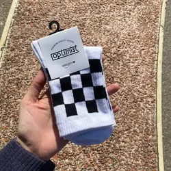 جوراب شطرنجی سفید مشکی