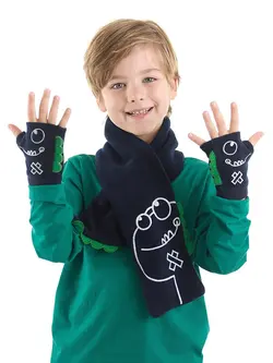 شال گردن ست برت و دستکش پسرانه دنو کیدز CFF-22S1-119 - 21164 | Denokids