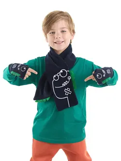 شال گردن ست برت و دستکش پسرانه دنو کیدز CFF-22S1-119 - 21164 | Denokids