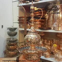 آفتابه لگن نقره کوب مسی طرح توپی   - لوکس و نفیس  - نفیس مس