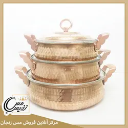 ماهیتابه مسی چکشی مدل ته گرد - ضمانت کیفیت - نفیس مس