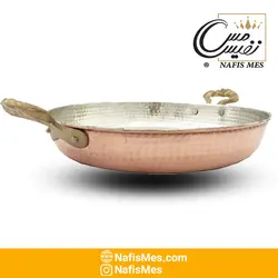 ماهیتابه مسی دسته برنجی چکشی زنجان - نفیس مس