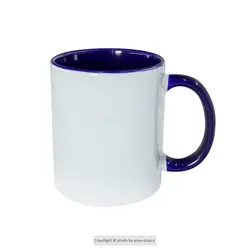 ماگ (لیوان) خام دسته و داخل سرمه ای سابلیمیشن oz11