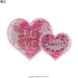 قاب عکس پولک دار طرح دو قلب چسبیده