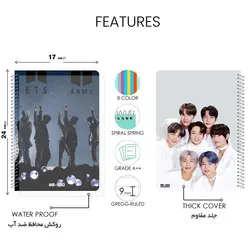 دفتر مشق تک خط 50 برگ مستر راد طرح بی تی اس BTS کد 1572