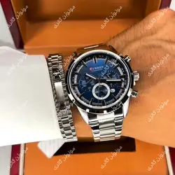 ساعت مچی مردانه کارن 8355 نقره ای-آبی (کورن CURREN) پسرانه زنانه دخترانه هوشمند اسپرت دیجیتال سه موتوره