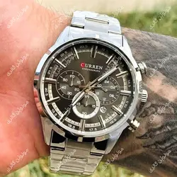 ساعت مچی مردانه کارن 8355 نقره ای-مشکی (کورن CURREN) پسرانه زنانه دخترانه هوشمند اسپرت دیجیتال سه موتوره