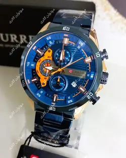 ساعت مچی مردانه کارن 8402 آبی-رزگلد (کورن CURREN) پسرانه زنانه دخترانه هوشمند اسپرت دیجیتال سه موتوره
