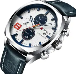 ساعت مچی مردانه کارن 8324 سرمه ای-سفید (کورن CURREN) پسرانه زنانه دخترانه هوشمند اسپرت دیجیتال سه موتوره