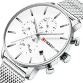 ساعت مچی مردانه کارن 8339 نقره ای (کورن CURREN) پسرانه زنانه دخترانه هوشمند اسپرت دیجیتال سه موتوره