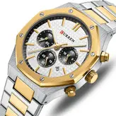 ساعت مچی مردانه کارن 8440 نقره ای-طلایی-سفید (کورن CURREN) پسرانه زنانه دخترانه هوشمند اسپرت دیجیتال سه موتوره