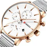 ساعت مچی مردانه کارن 8339 نقره ای-رزگلد (کورن CURREN) پسرانه زنانه دخترانه هوشمند اسپرت دیجیتال سه موتوره