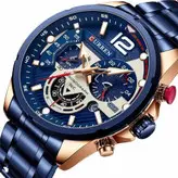 ساعت مچی مردانه کارن 8395 آبی-رزگلد (کورن CURREN) پسرانه زنانه دخترانه هوشمند اسپرت دیجیتال سه موتوره