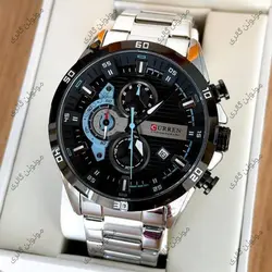 ساعت مچی مردانه کارن 8402 نقره ای-مشکی (کورن CURREN) پسرانه زنانه دخترانه هوشمند اسپرت دیجیتال سه موتوره