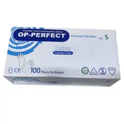 دستکش یکبار مصرف لاتکس OP-PERFECT سایز اسمال بسته 100 عددی