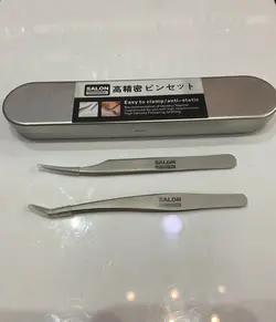 پنس / انبر 2تایی اکستنشن مژه سرکج و سرصاف حرفه ای سالن Salon