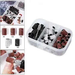 پک سرسوهان کاغذی سمباده ای مانیکور 120/180/220 بسته 76 عددی به همراه یک پایه سرسوهان فلزی