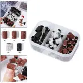 پک سرسوهان کاغذی سمباده ای مانیکور 120/180/220 بسته 76 عددی به همراه یک پایه سرسوهان فلزی