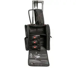 کیف ابزار کاشت ناخن برزنتی چرخ دار E.M کد 212 (نیم هلالی 3 کشو)