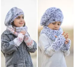 ست 3 تکه شال و کلاه و دستکش بچه گانه 65018