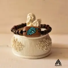 دستبند فیروزه کوبی شده طرح بلوط