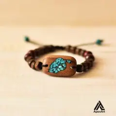 دستبند فیروزه کوبی شده طرح بلوط